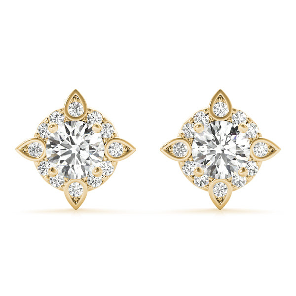 Moonrise Petal lab-grown diamond stud earrings, 14k gold