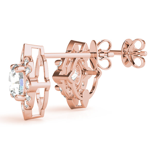 Moonrise Petal lab-grown diamond stud earrings, 14k gold