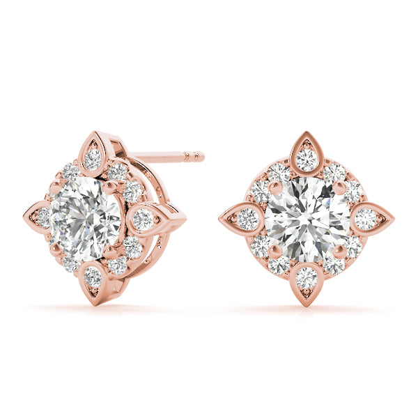 Moonrise Petal lab-grown diamond stud earrings, 14k gold