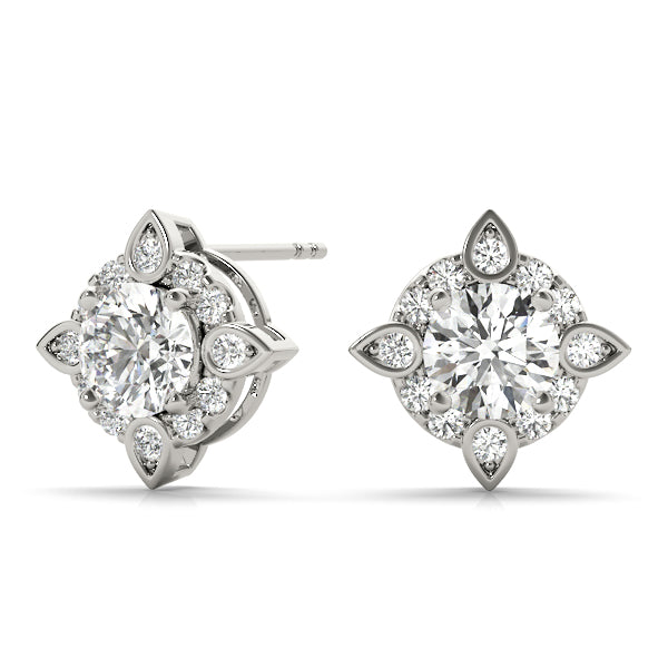 Moonrise Petal lab-grown diamond stud earrings, 14k gold