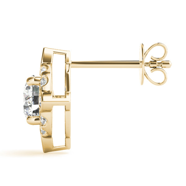 Moonrise Petal lab-grown diamond stud earrings, 14k gold