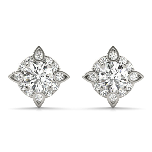 Moonrise Petal lab-grown diamond stud earrings, 14k gold