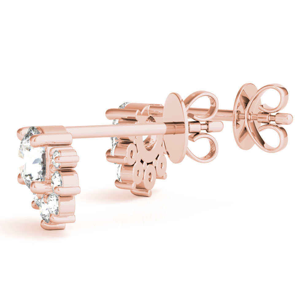 Halo Bloom lab-grown diamond stud earrings, 14k gold