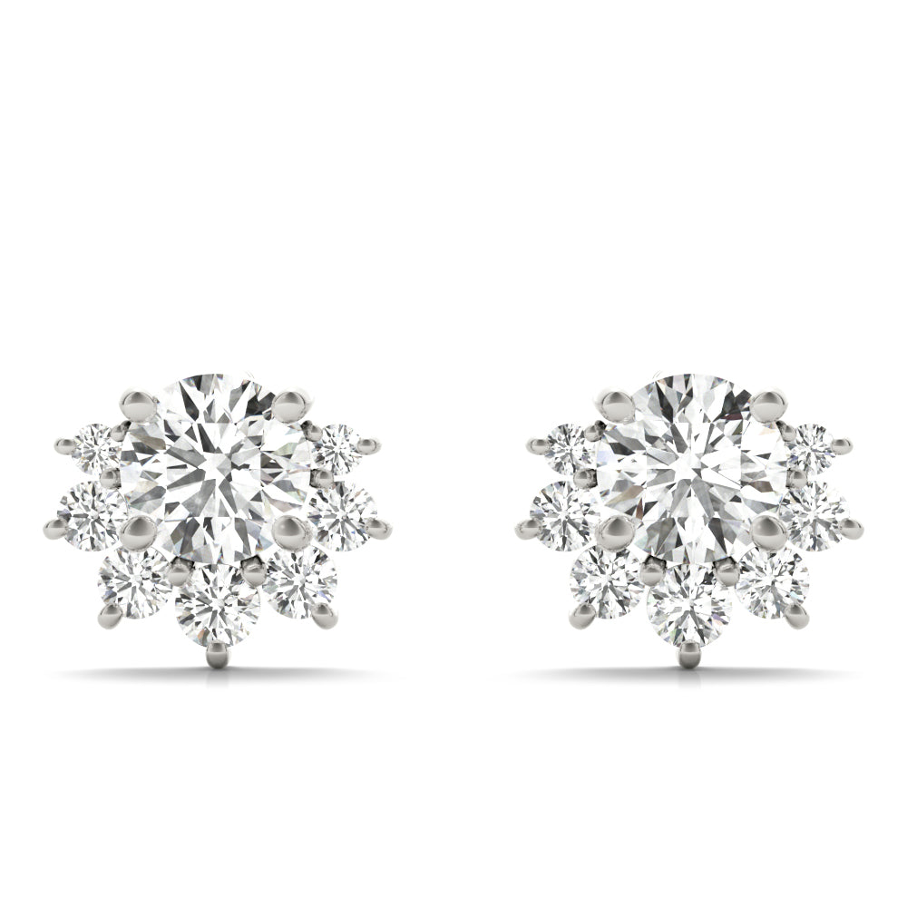 Halo Bloom lab-grown diamond stud earrings, 14k gold