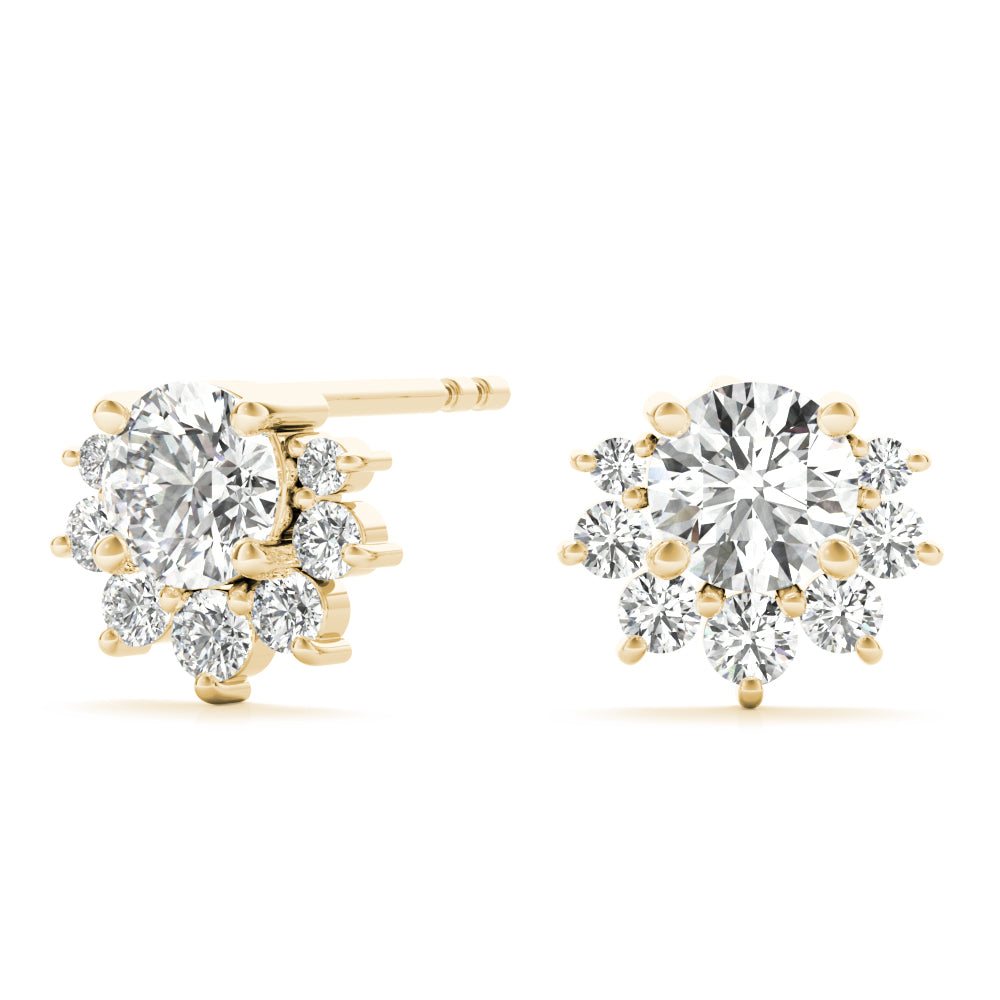 Halo Bloom lab-grown diamond stud earrings, 14k gold