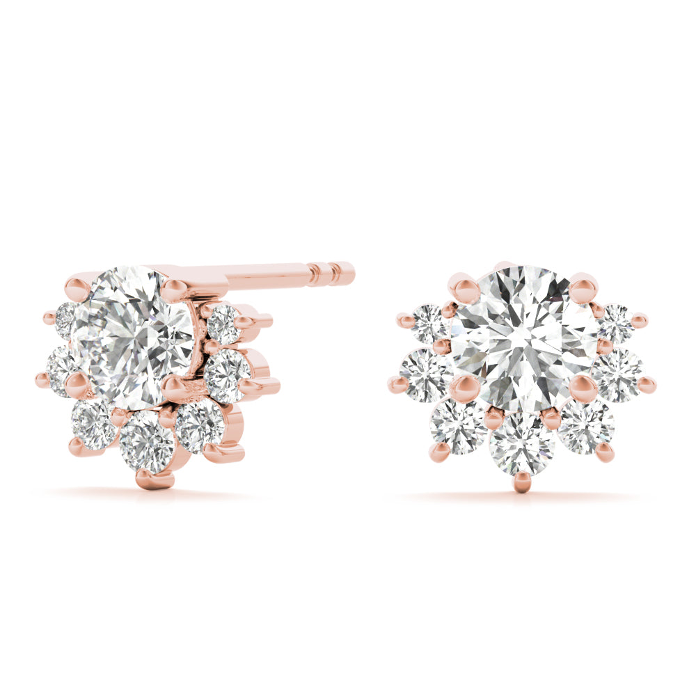 Halo Bloom lab-grown diamond stud earrings, 14k gold