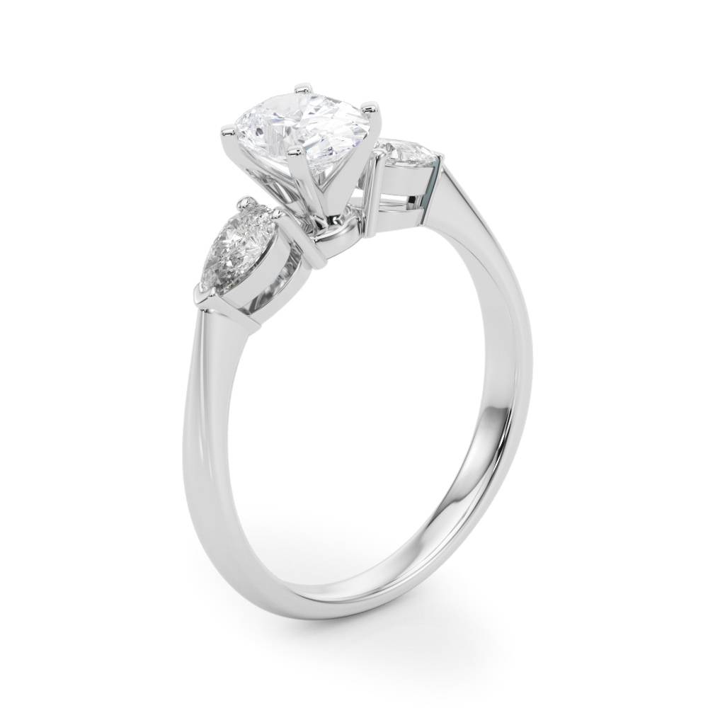 Held Blessing lab-grown diamond three-stone engagement ring, 14k white gold or platinum#Color_White Gold|Platinum