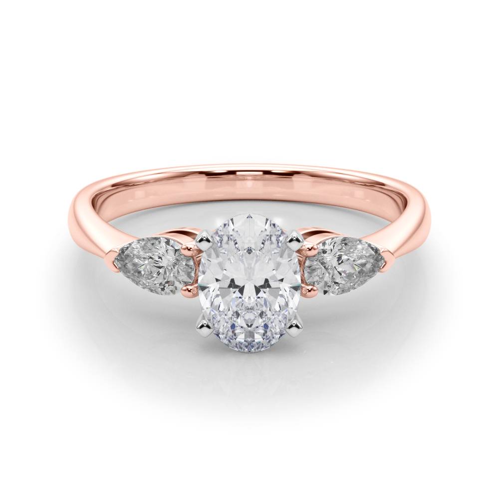 Held Blessing lab-grown diamond three-stone engagement ring, 14k rose gold#Color_Rose Gold