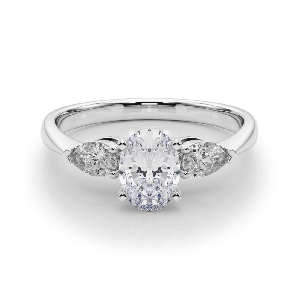 Held Blessing lab-grown diamond three-stone engagement ring, 14k white gold or platinum#Color_White Gold|Platinum