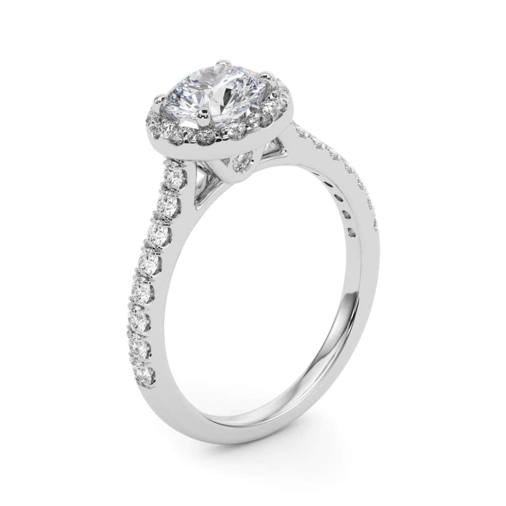 Halo Daybreak lab-grown diamond halo engagement ring, 14k white gold or platinum#Color_White Gold|Platinum