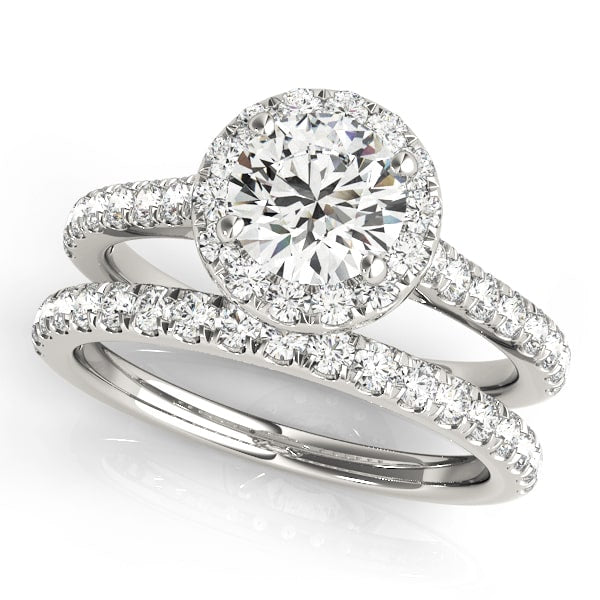 Halo Daybreak lab-grown diamond halo engagement ring, 14k white gold or platinum#Color_White Gold|Platinum