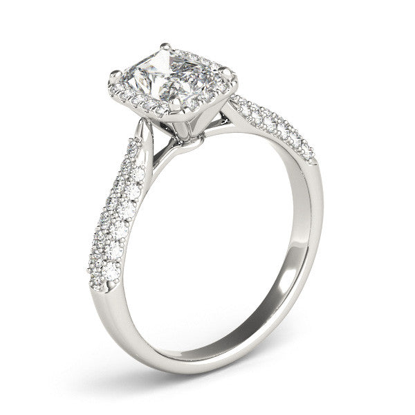 Blessed Halo lab-grown diamond halo engagement ring, 14k white gold or platinum#Color_White Gold|Platinum