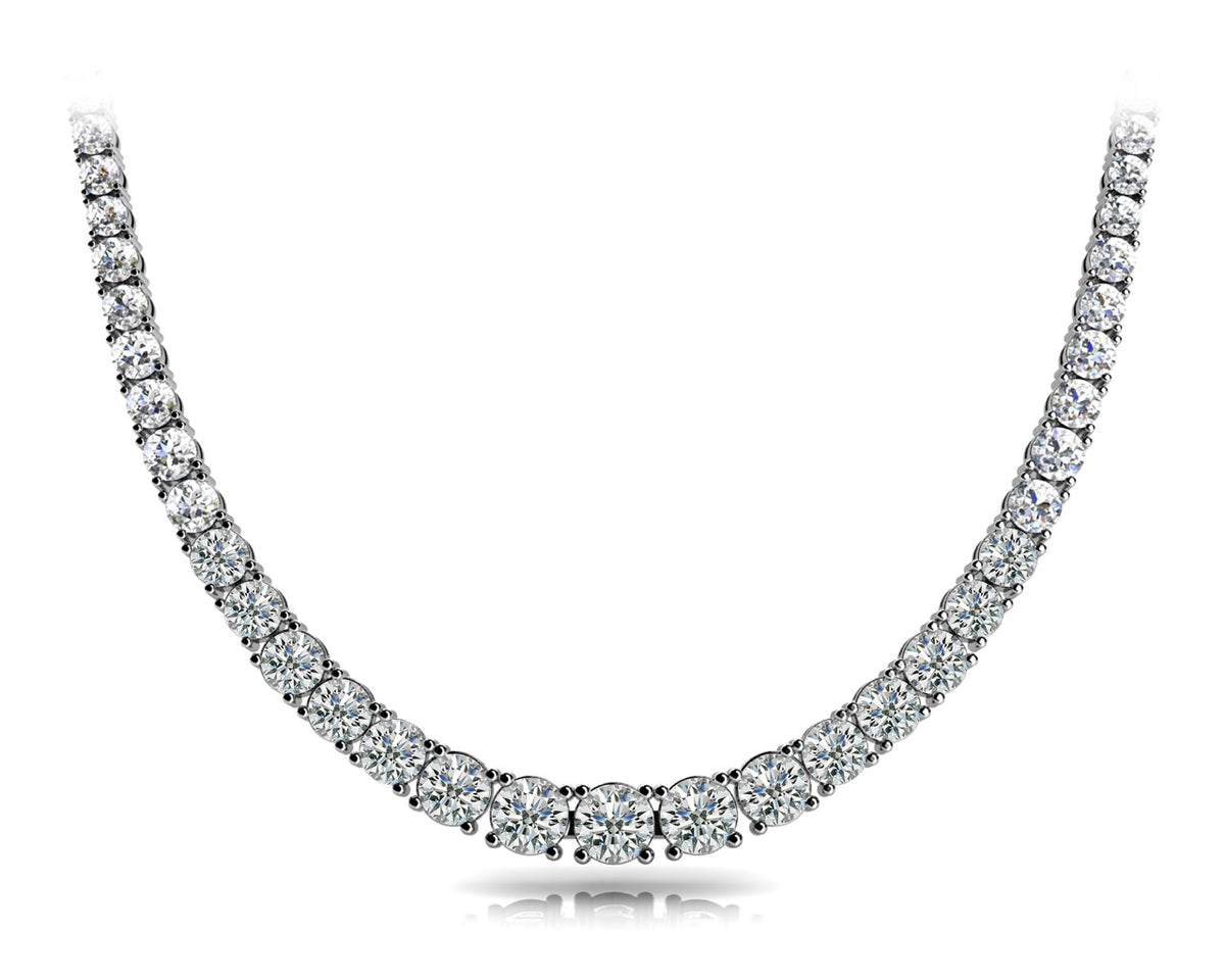 Graduated Dawn lab-grown diamond riviera necklace, 14k white gold, 5.89 ct#Color_White Gold
