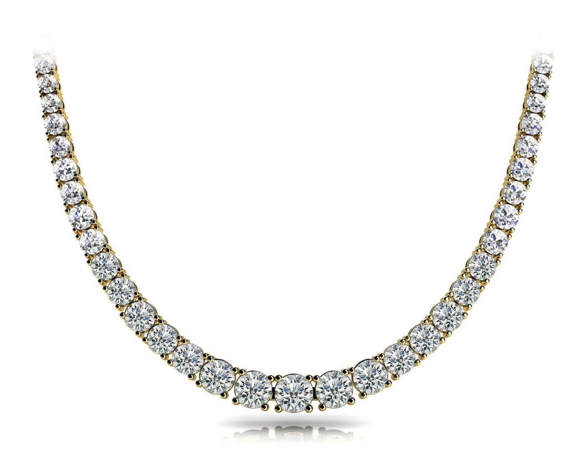 Graduated Dawn lab-grown diamond riviera necklace, 14k yellow gold, 5.89 ct#Color_Yellow Gold