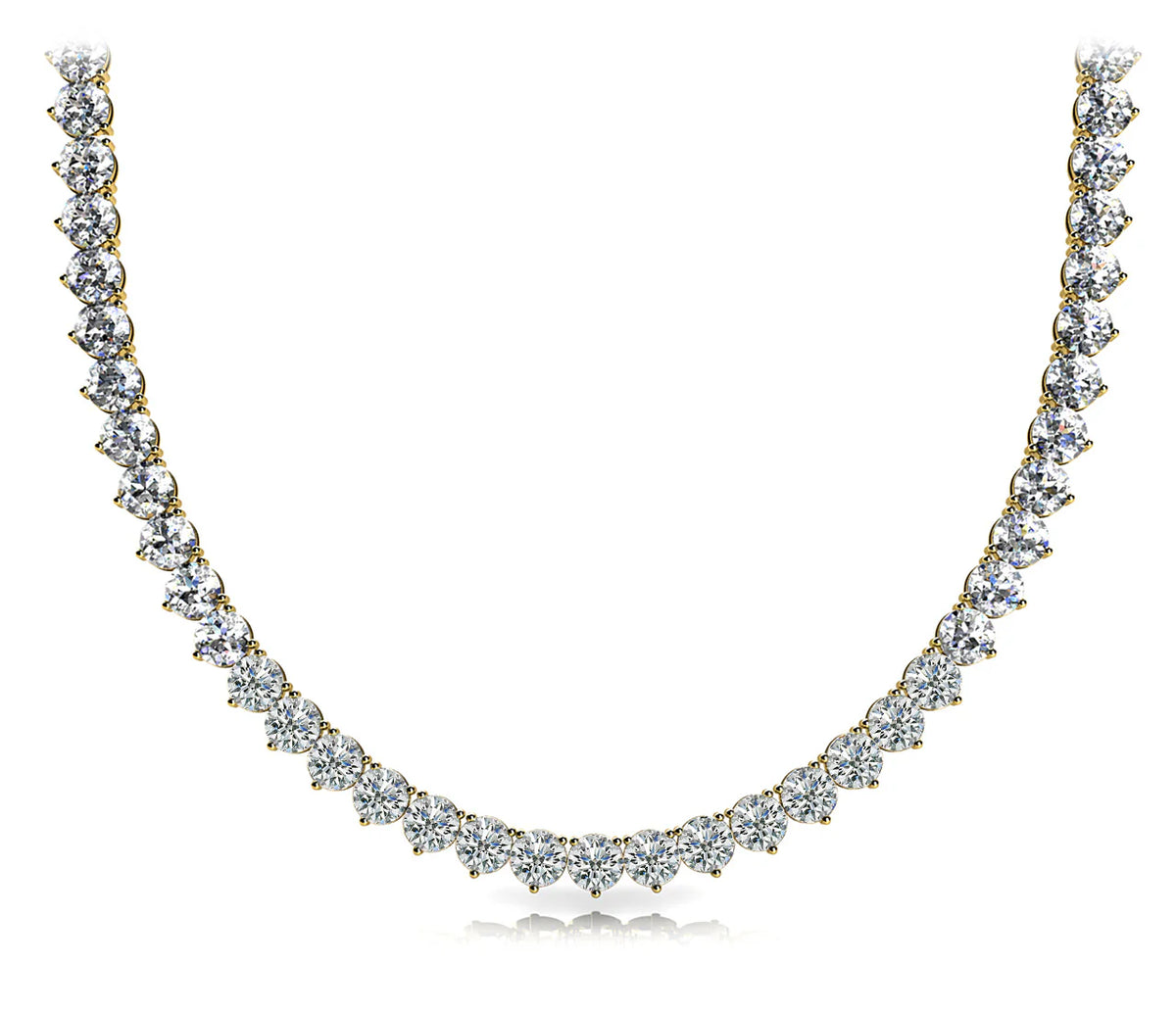 Quiet Row lab-grown diamond tennis necklace, 14k gold, 5.61 ct