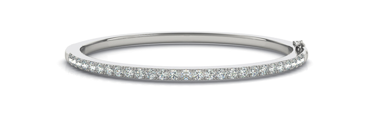 Daylight Curve lab-grown diamond bangle, 14k white gold#Color_White Gold