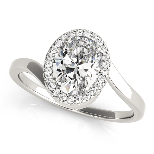 Oval Vow lab-grown diamond halo engagement ring, 14k white gold or platinum#Color_White Gold|Platinum