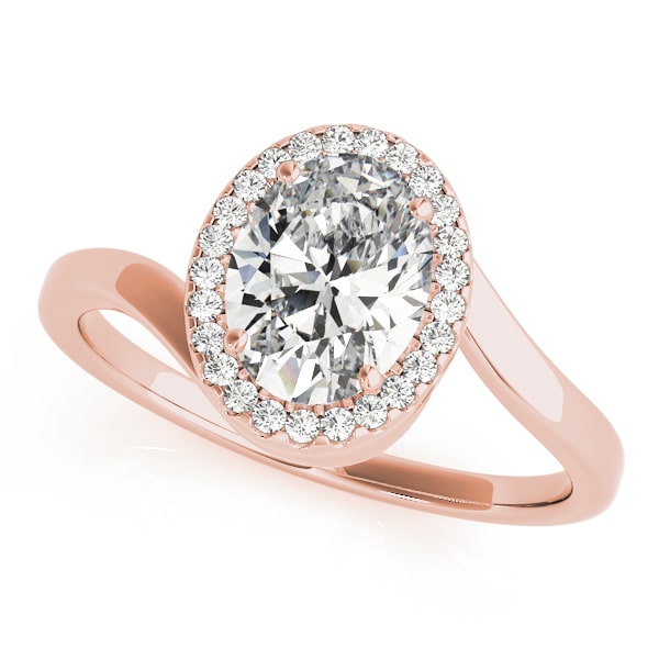 Oval Vow lab-grown diamond halo engagement ring, 14k rose gold#Color_Rose Gold