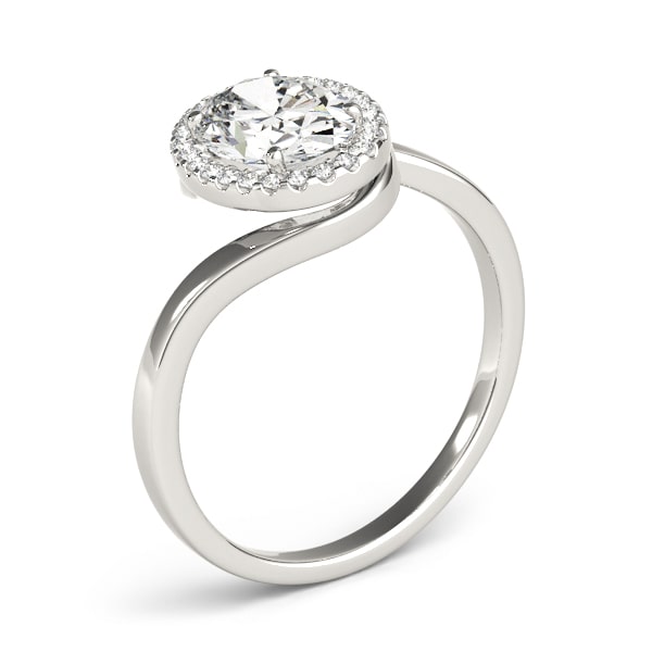 Oval Vow lab-grown diamond halo engagement ring, 14k white gold or platinum#Color_White Gold|Platinum