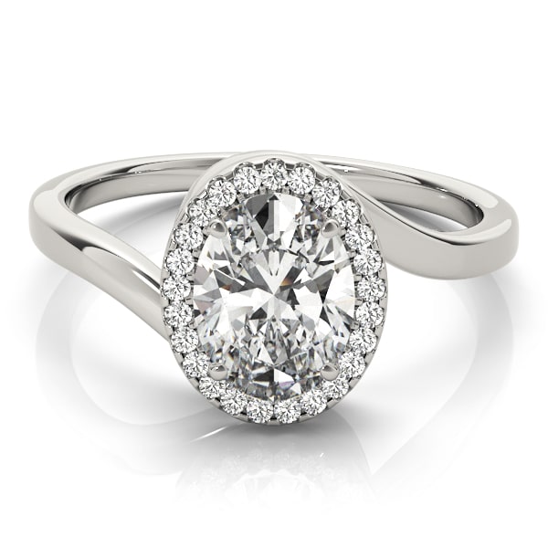 Oval Vow lab-grown diamond halo engagement ring, 14k white gold or platinum#Color_White Gold|Platinum