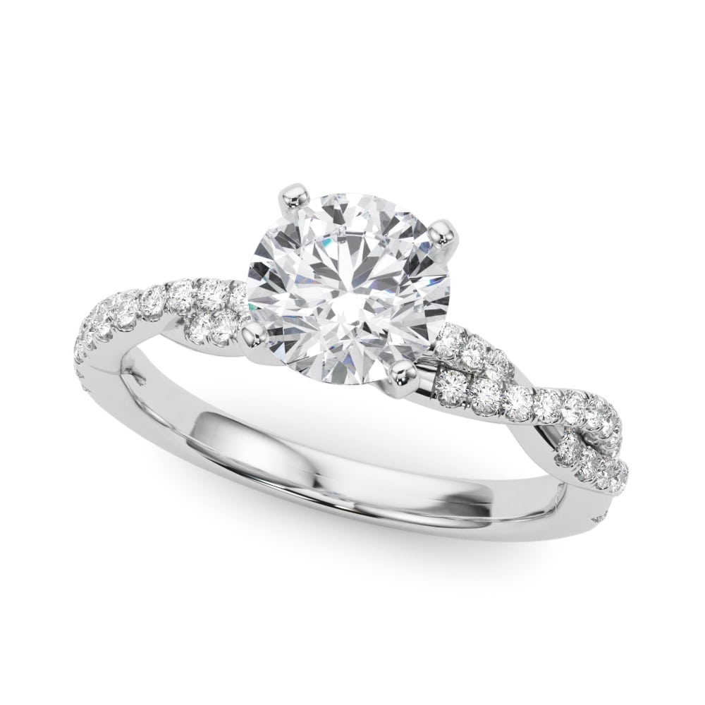 Woven Word lab-grown diamond engagement ring, 14k white gold or platinum#Color_White Gold|Platinum