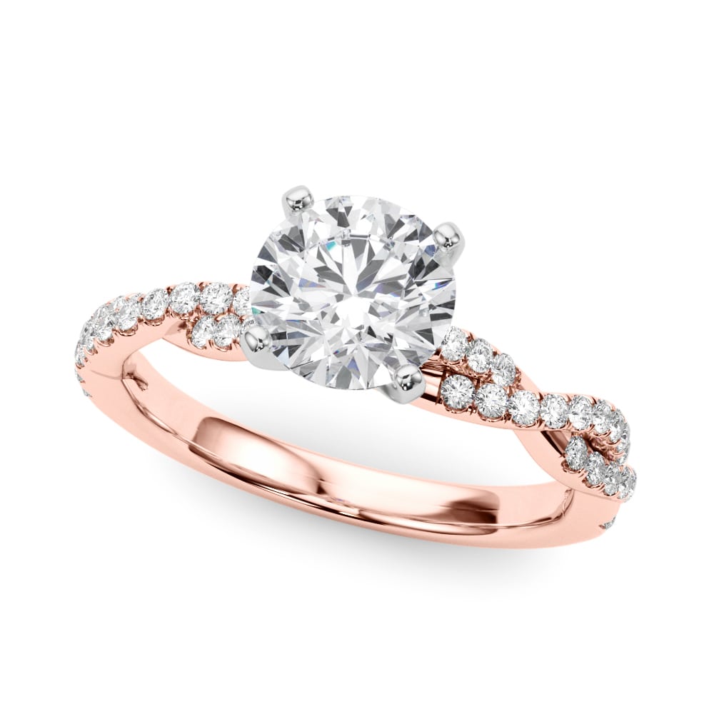 Woven Word lab-grown diamond engagement ring, 14k rose gold#Color_Rose Gold