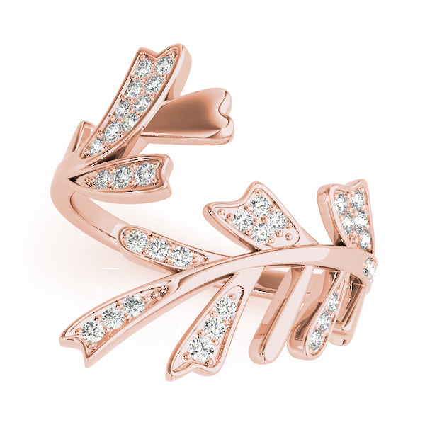 Leaf Flourish lab-grown diamond ring, 14k gold