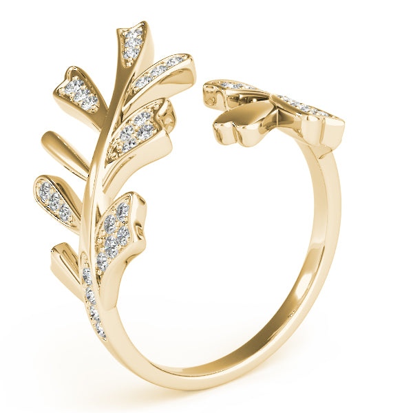 Leaf Flourish lab-grown diamond ring, 14k gold