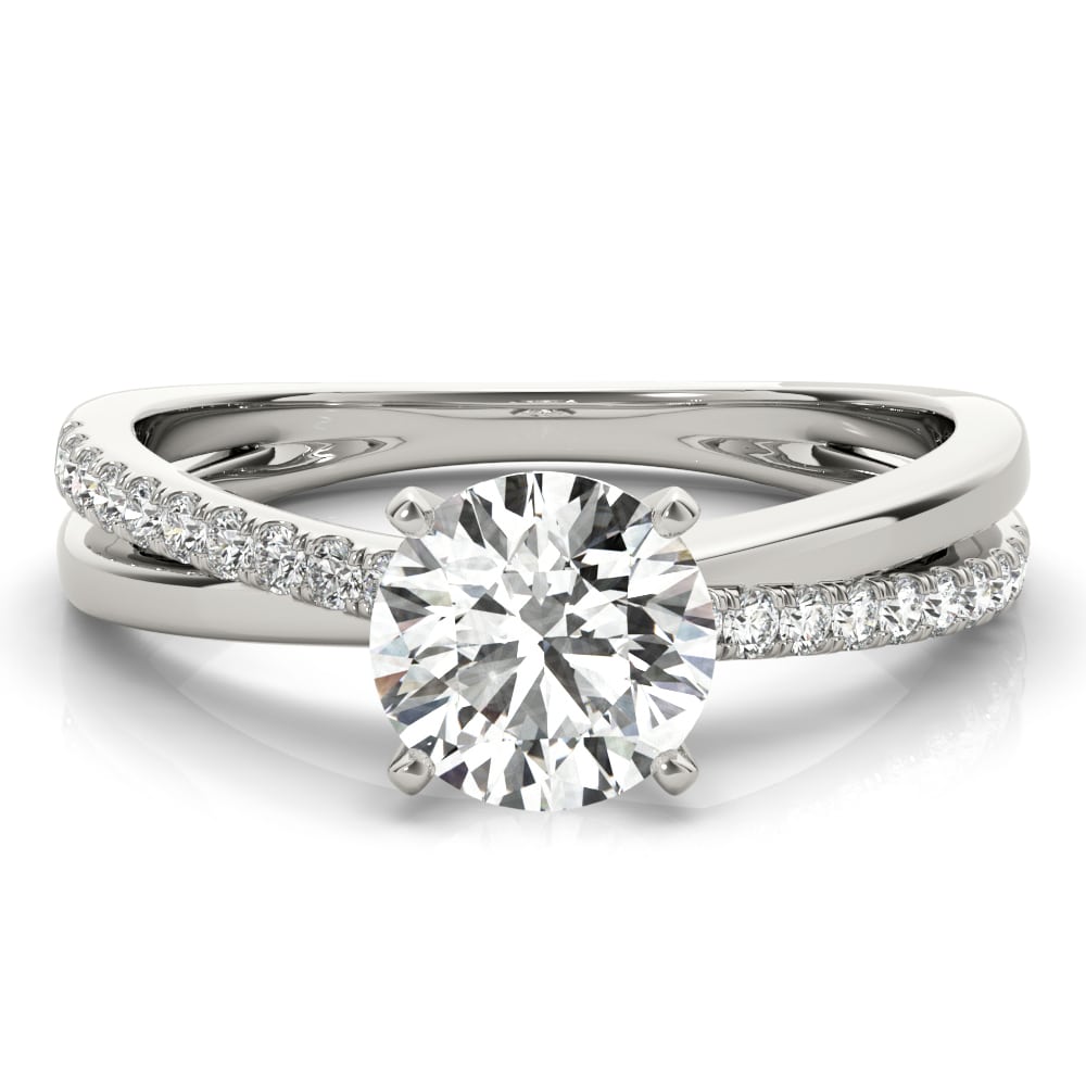 Entwined Vow lab-grown diamond twist engagement ring, 14k white gold or platinum#Color_White Gold|Platinum