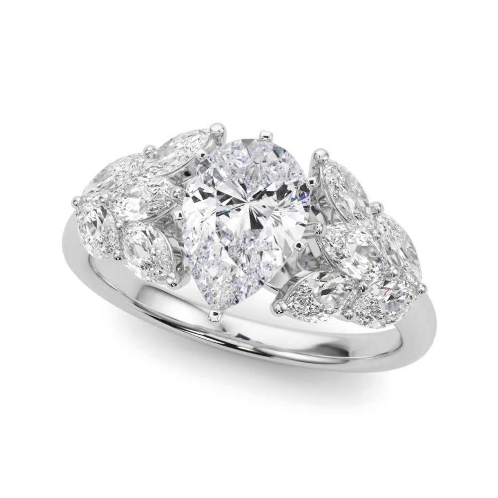 Given Petal lab-grown diamond engagement ring, 14k white gold or platinum#Color_White Gold|Platinum