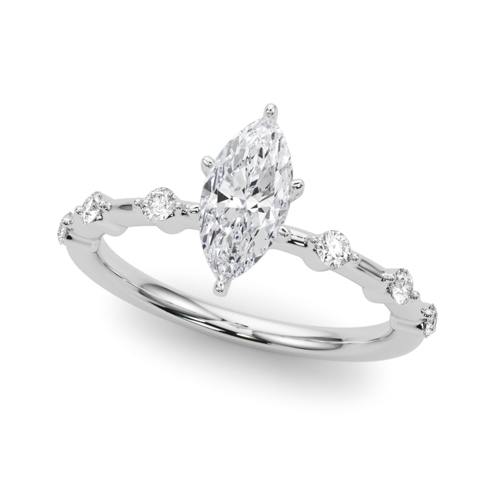 Blessed Petal lab-grown diamond marquise engagement ring, 14k white gold or platinum#Color_White Gold|Platinum