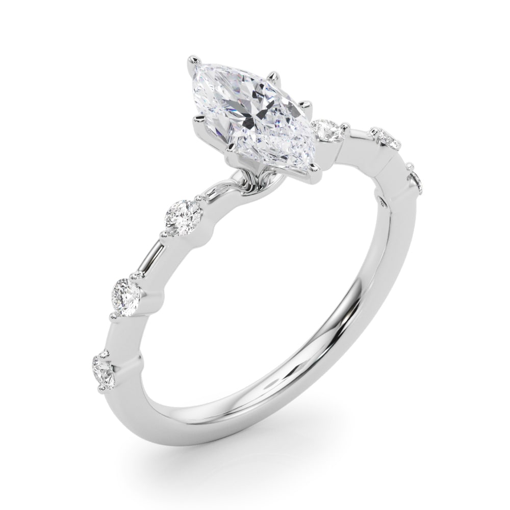 Blessed Petal lab-grown diamond marquise engagement ring, 14k white gold or platinum#Color_White Gold|Platinum