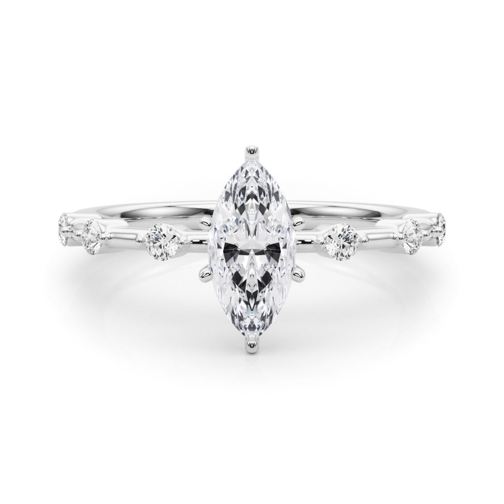 Blessed Petal lab-grown diamond marquise engagement ring, 14k white gold or platinum#Color_White Gold|Platinum