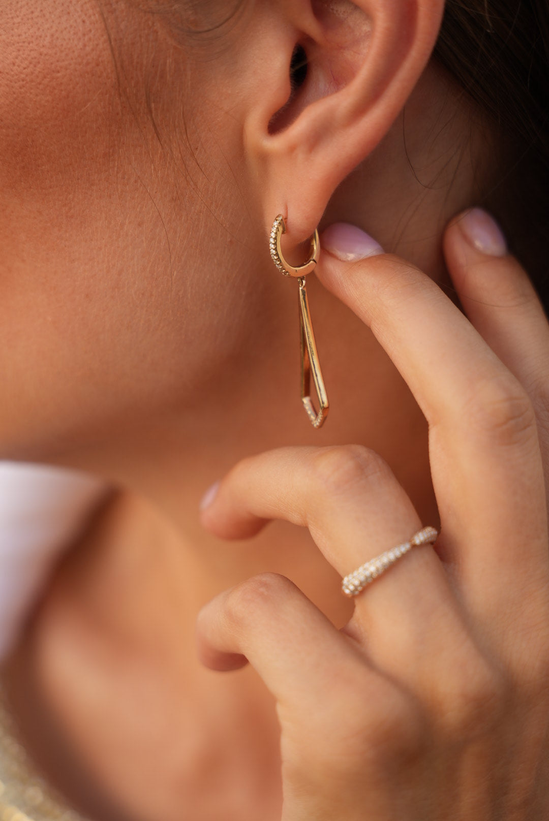 Blessed Drops lab-grown diamond drop earrings, 14k gold
