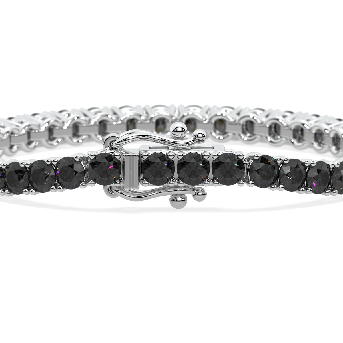 Midnight Orbit lab-grown black diamond tennis bracelet, 14k white gold, 2.55 ct#Color_White Gold