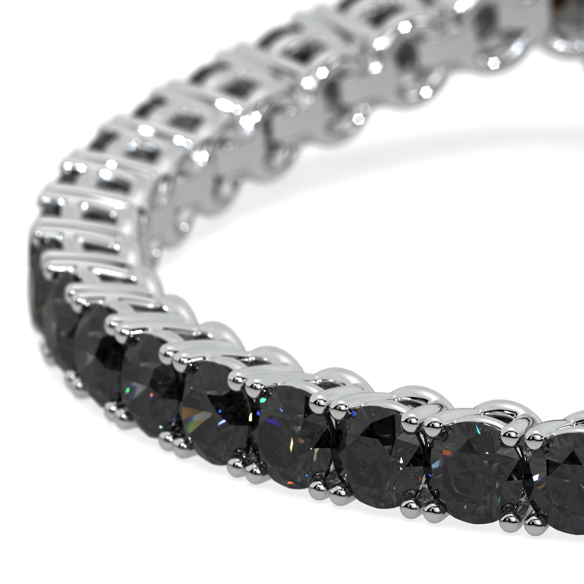 Midnight Orbit lab-grown black diamond tennis bracelet, 14k white gold, 2.55 ct#Color_White Gold