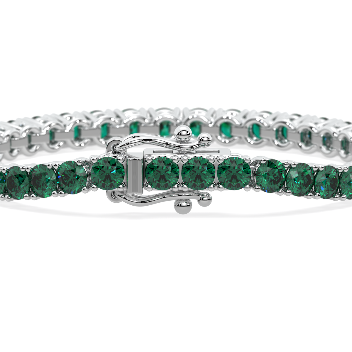 Verdant Orbit lab-grown green diamond tennis bracelet, 14k white gold, 10.25 ct#Color_White Gold
