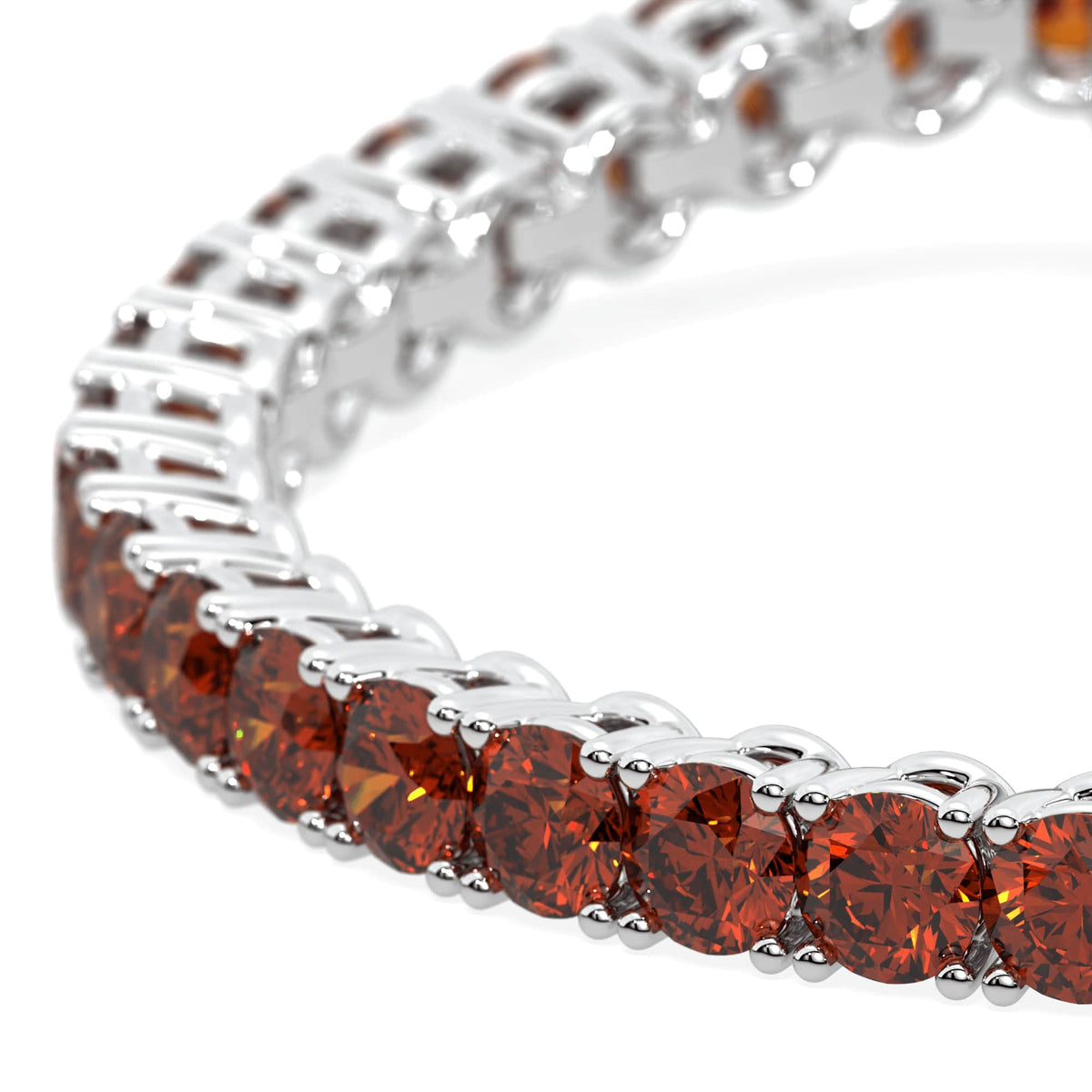 Crimson Orbit lab-grown red diamond tennis bracelet, 14k white gold, 2.9 to 10.25 ct#Color_White Gold