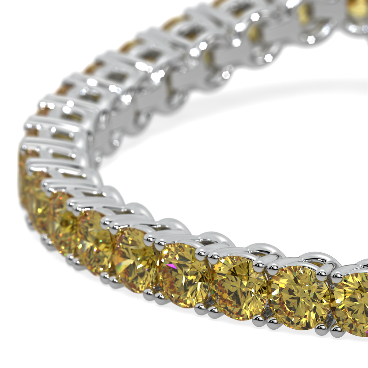 Moonrise Arc lab-grown yellow diamond tennis bracelet, 14k gold, 10.25 ct
