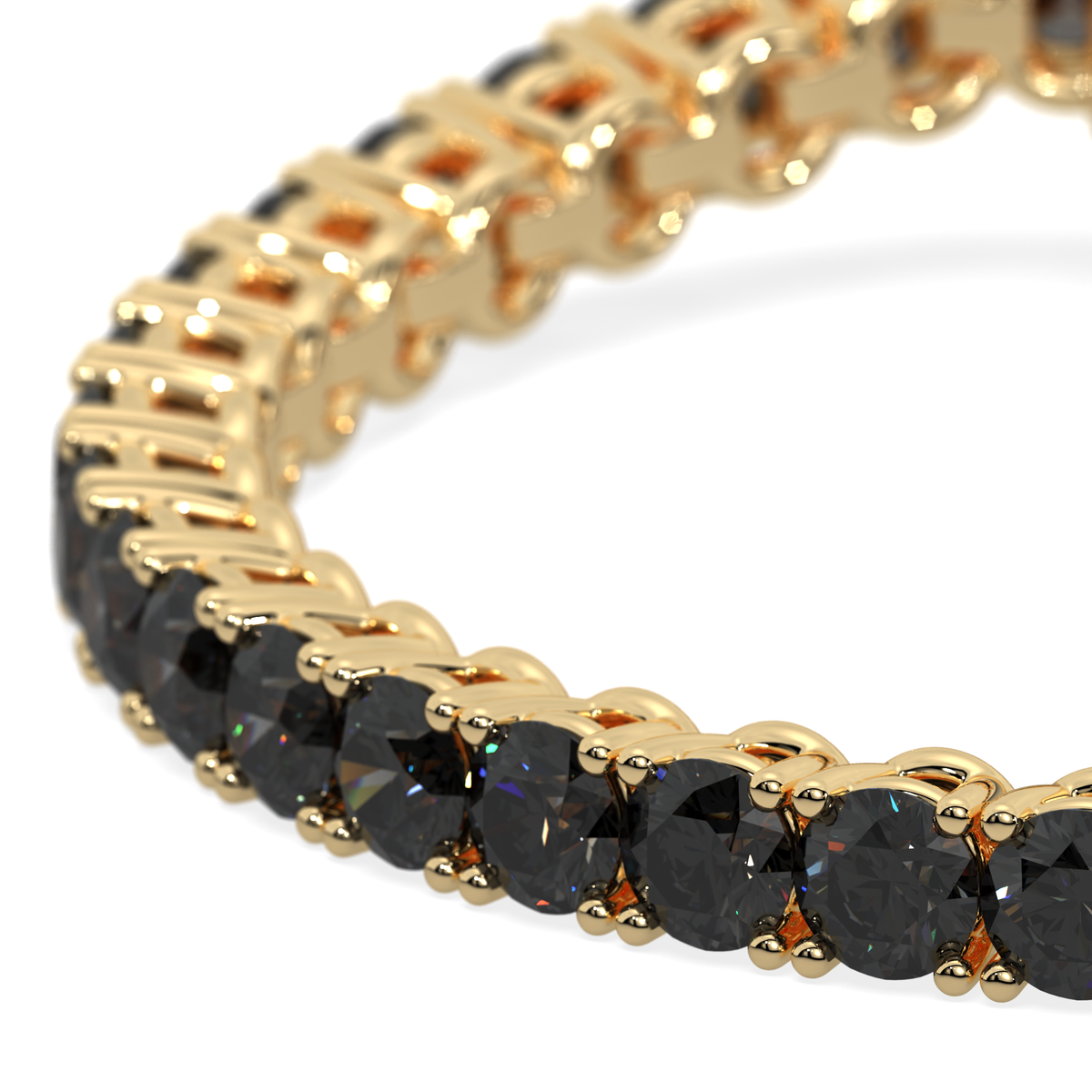 Midnight Orbit lab-grown black diamond tennis bracelet, 14k yellow gold, 2.55 ct#Color_Yellow Gold