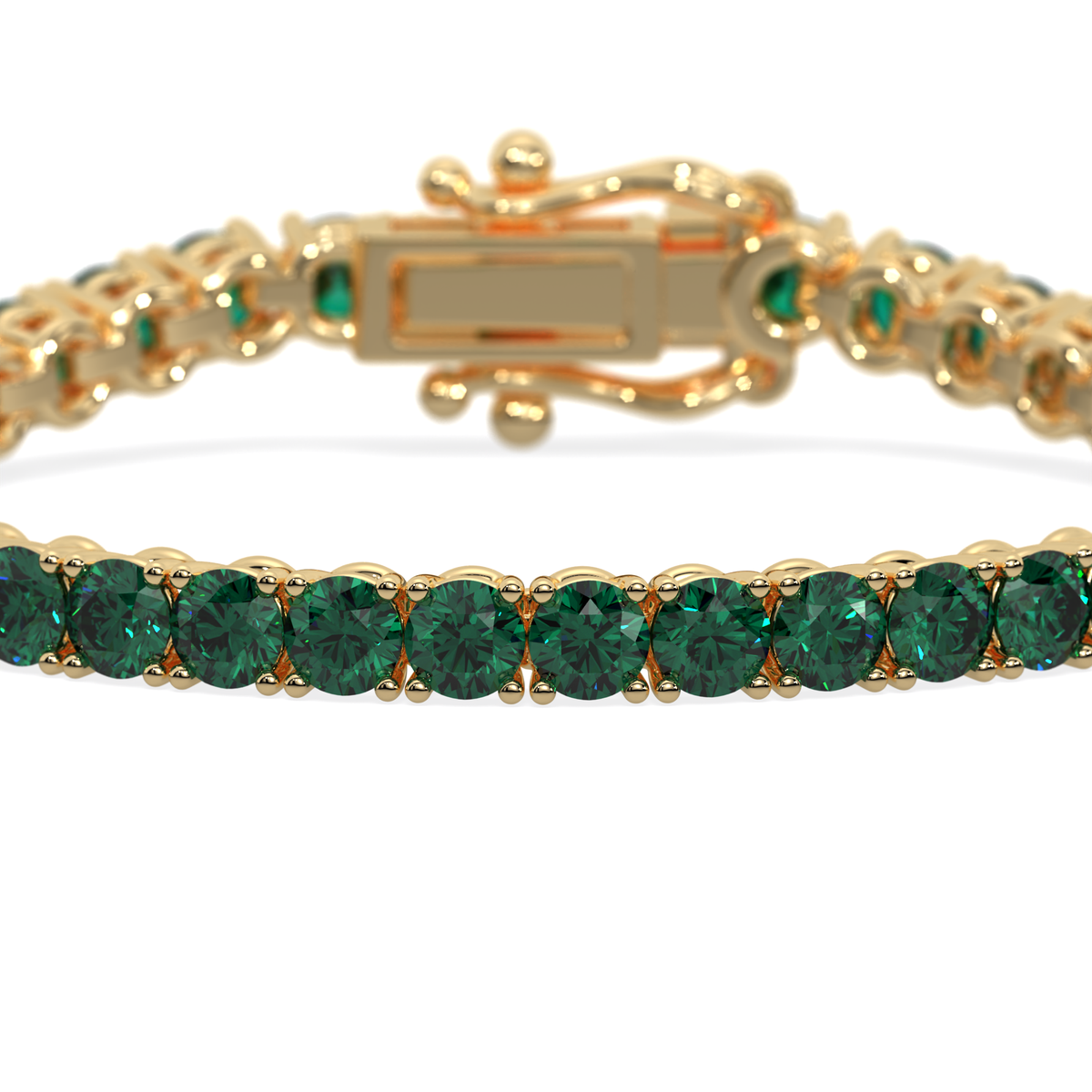 Verdant Orbit lab-grown green diamond tennis bracelet, 14k yellow gold, 10.25 ct#Color_Yellow Gold