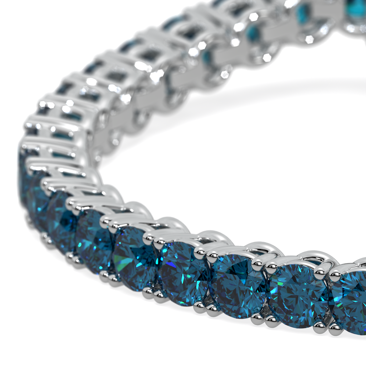 Midnight Meridian lab-grown blue diamond tennis bracelet, 14k gold