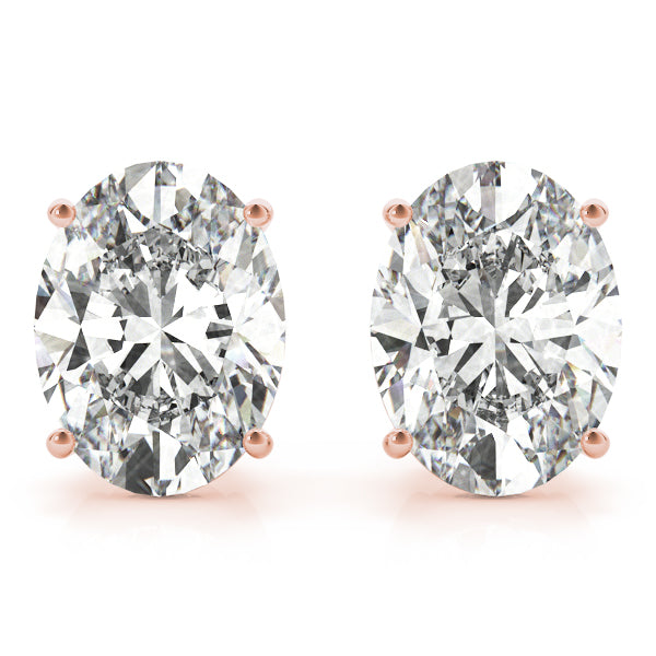 Oval Aura lab-grown diamond oval stud earrings, 14k rose gold#Color_Rose Gold