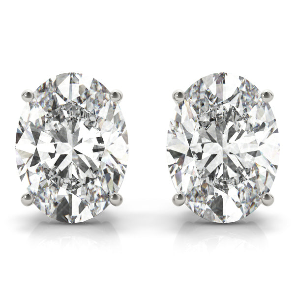 Oval Aura lab-grown diamond oval stud earrings, 14k white gold#Color_White Gold