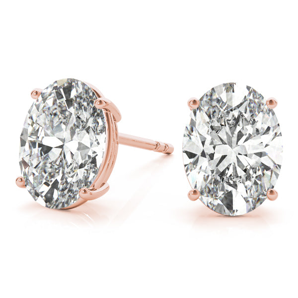 Oval Aura lab-grown diamond oval stud earrings, 14k rose gold#Color_Rose Gold