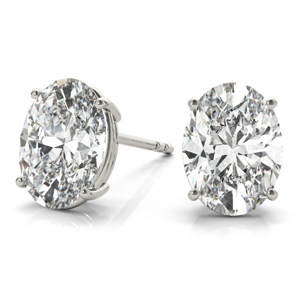 Oval Aura lab-grown diamond oval stud earrings, 14k white gold#Color_White Gold