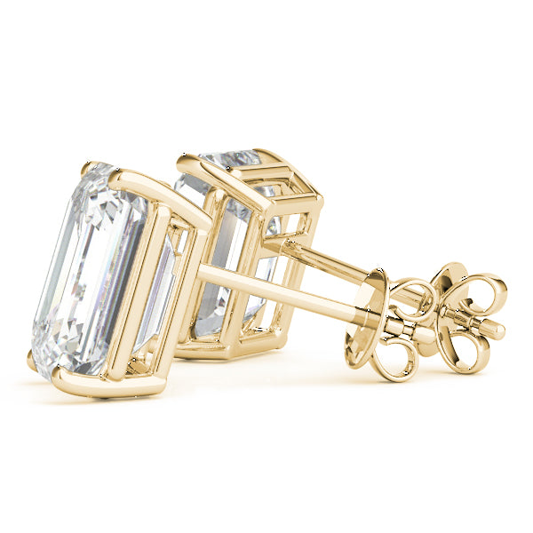 Quiet Step lab-grown diamond emerald-cut stud earrings, 14k yellow gold#Color_Yellow Gold