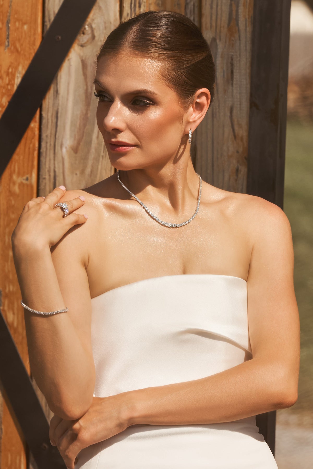 Graduated Dawn lab-grown diamond riviera necklace, 14k gold, 5.89 ct