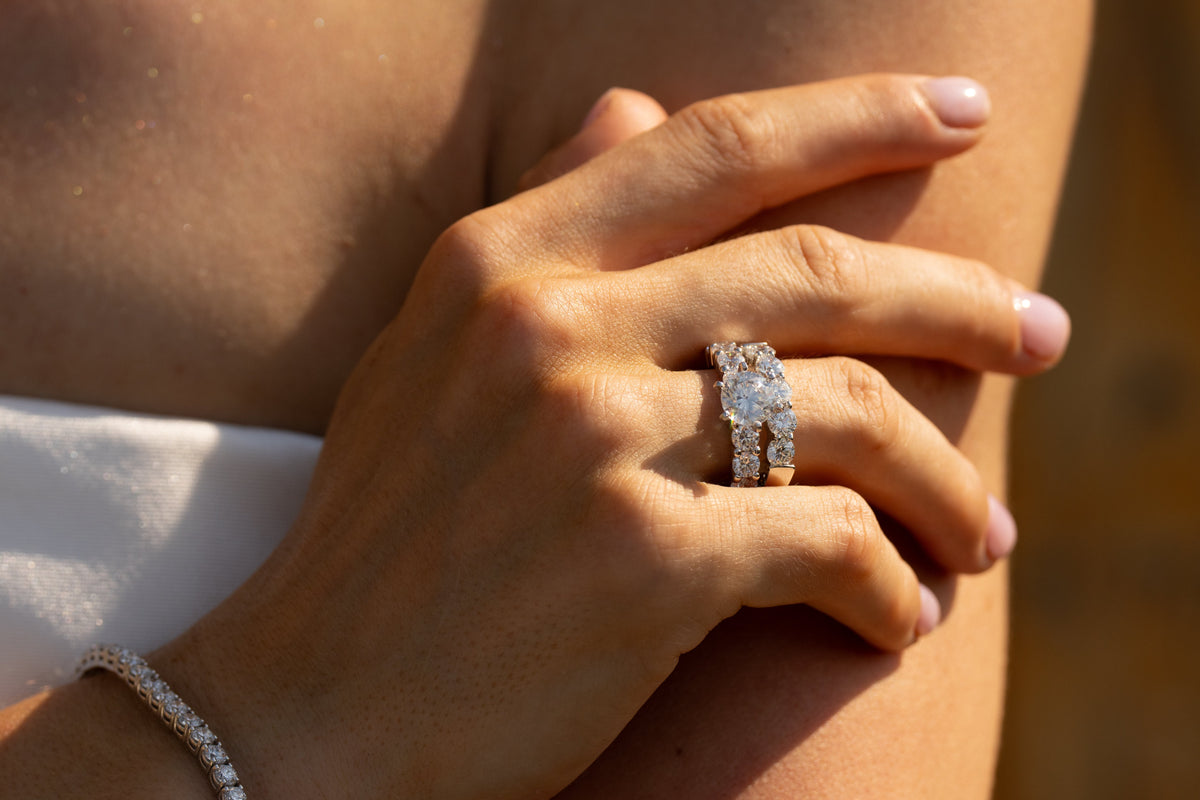 Cathedral Dawn lab-grown diamond cathedral engagement ring, 14k gold