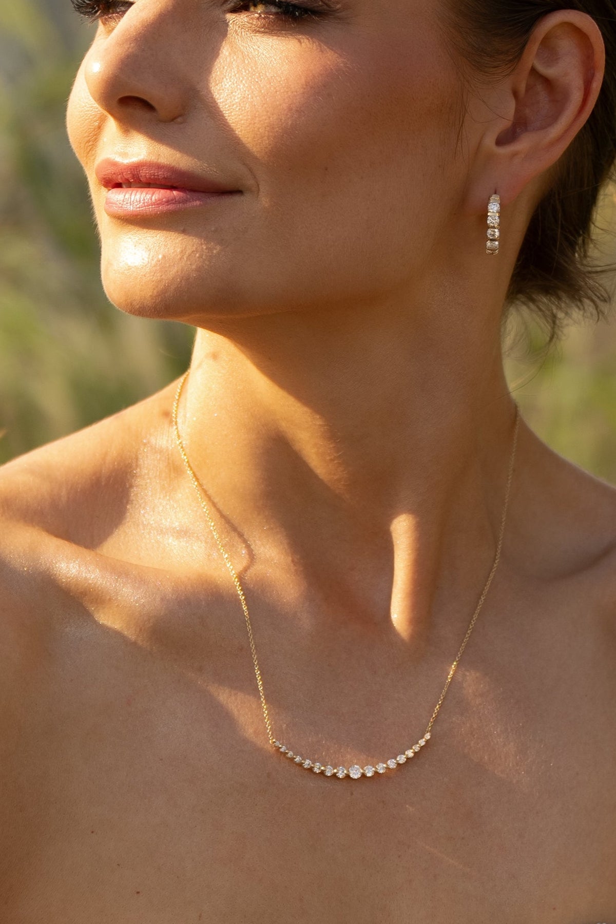 Daybreak Curve lab-grown diamond necklace, 14k gold
